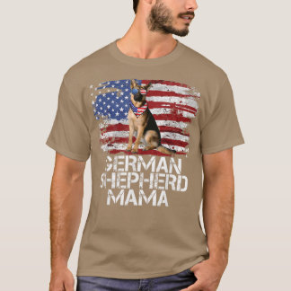 Funny 4 juli Duitse Shepherd MAMA AMERICAN FLAG T-shirt