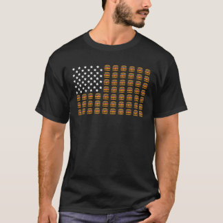 Funny 4e juli Amerikaanse vlag Cheeseburger Patri T-shirt