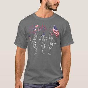 Funny 4e juli dansende skeletten Vierde Fi T-shirt