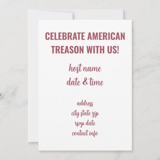 Funny 4e juli Uitnodiging voor feestdag (Achterkant)