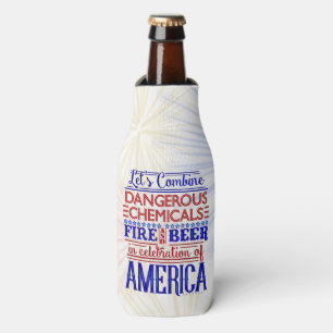 Funny 4th of Juli Beer Fireworks Aangepaste naam Flesjeskoeler