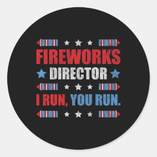 Funny 4th of Juli de Directeur van het Vuurwerk ik Ronde Sticker
