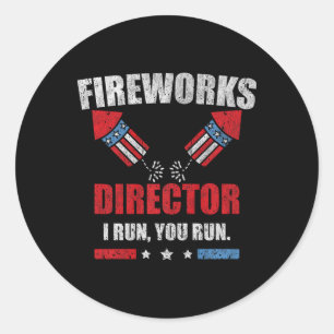 Funny 4th of Juli de Directeur van het Vuurwerk ik Ronde Sticker