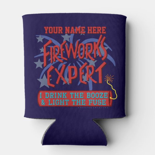 Funny 4th of Juli Onafhankelijkheidsvuurwerkdeskun Blikjeskoeler (Achterkant)