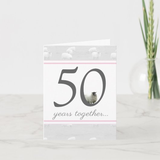 Funny 50e carte anniversaire d'or mari / femme (Devant)