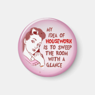 Funny 50's huisvrouw Woman Housework Magnet Magneet
