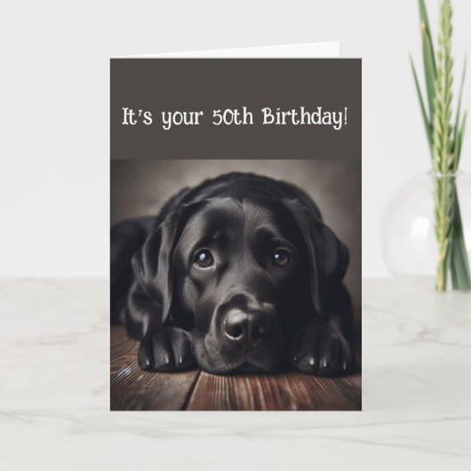 Funny 50th Birthday, Labrador Retriever Kaart (Voorkant)