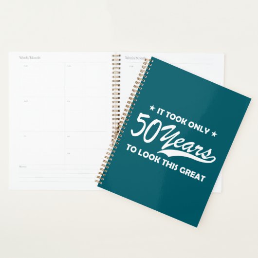 Funny 50th Birthday Retro Typography Planner (Display)