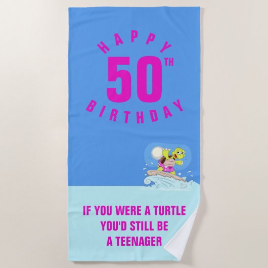 Funny 50th verjaardagskrant, strandhanddoek strandlaken (Voorkant)