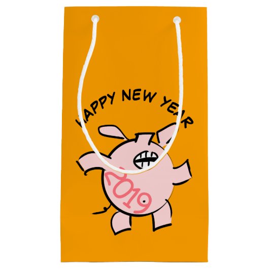 Funny 5 Cartoon Cochon Année 2019 Petit sac cadeau (Devant)