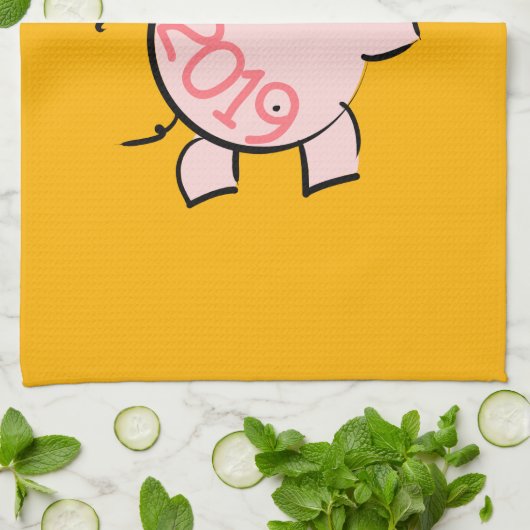 Funny 5 Cartoon Cochon Année 2019 Serviette de cui (Plié)