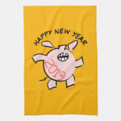Funny 5 Cartoon Cochon Année 2019 Serviette de cui (Vertical)