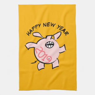 Funny 5 Cartoon Cochon Année 2019 Serviette de cui