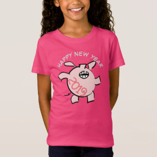 Funny 5 Cartoon Illustration Pig Year 2019 Girl T T-shirt