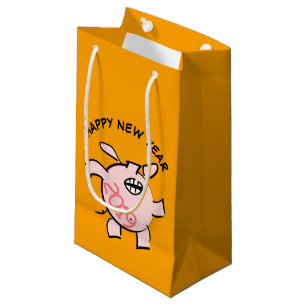 Funny 5 Cartoon Pig. 2019 Small Gift Bag Klein Cadeauzakje