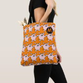 Funny 5 Cartoon Pig Monogram Kies de Canvas tas va (Dichtbij)