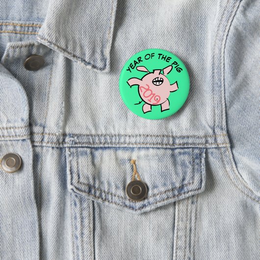 Funny 5 Cartoon Varkenshaar 2019 Kies kleur Button (In situ)