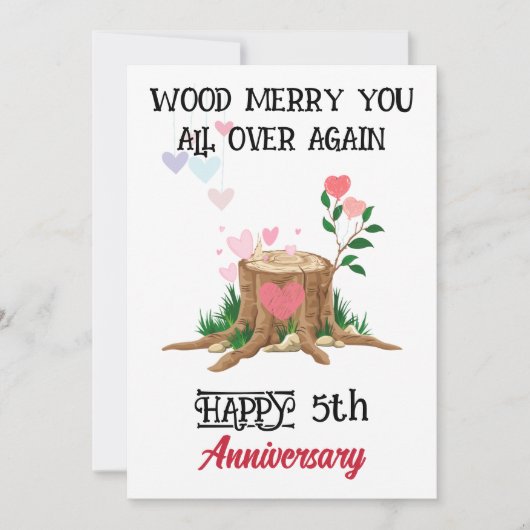 Funny 5th Wood Anniversary Card with Custom Photo Kaart (Voorkant)