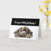 Funny 60th Birthday, Labrador Retriever Kaart (Gele Bloem)