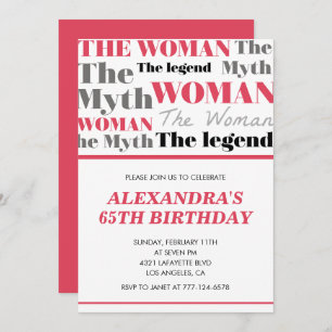 Funny 65e anniversaire invitations son Myth Legend