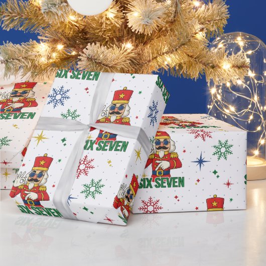 Funny 67 6 7 Meme Xmas Nutcracker Christmas Humor Cadeaupapier (Feestdagen)