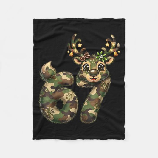 Funny 67 Christmas Holiday Camo Hunting Reindeer D Fleece Deken (Voorkant)