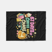 Funny 67 Days Of Coffee Retro Teacher Humor Fleece Deken (Voorkant (Horizontaal))