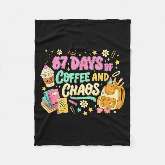 Funny 67 Days Of Coffee Retro Teacher Humor Fleece Deken (Voorkant)