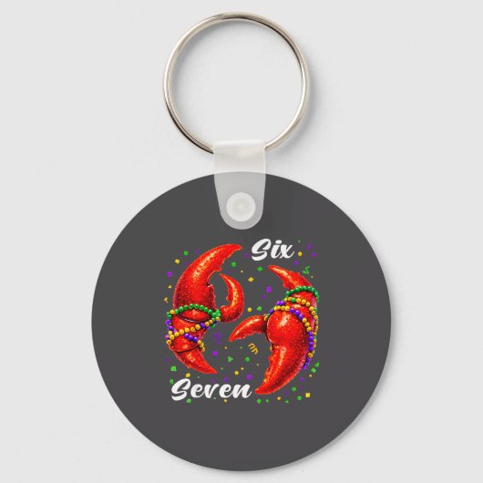 Funny 67 Mardi Gras Crawfish Meme 6 7 Beads Six Se Sleutelhanger (Voorkant)