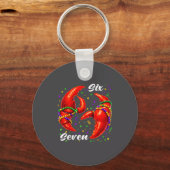 Funny 67 Mardi Gras Crawfish Meme 6 7 Beads Six Se Sleutelhanger (Voorkant)