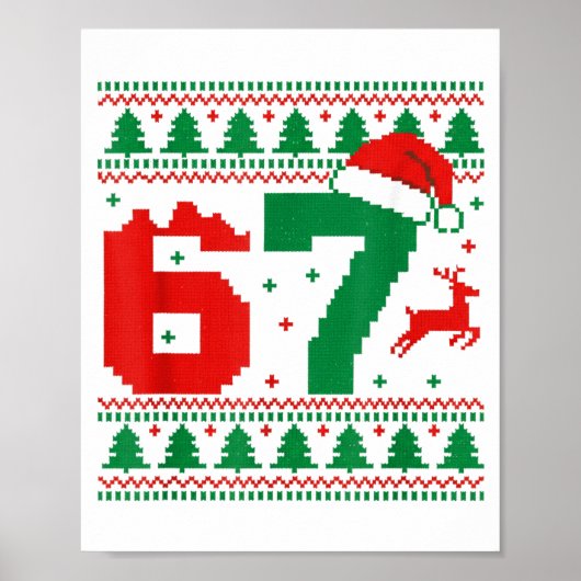 Funny 67 Meme 6 7 Ugly Sweater Christmas Kids Men Poster (Voorkant)