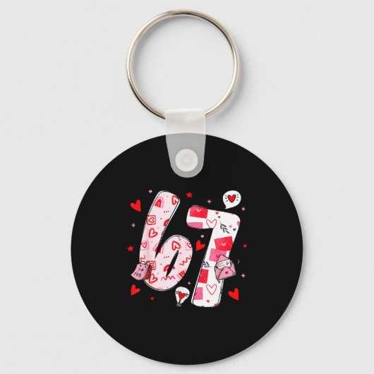 Funny 67 Meme Six Seven 6 7 Valentine Hearts  Sleutelhanger (Voorkant)