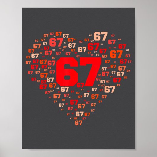 Funny 67 Meme Six Seven Heart Matching Couples Val Poster (Voorkant)