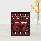 Funny 67 Six Seven Christmas Bruh Santa Kids Boys Kaart (Gele Bloem)