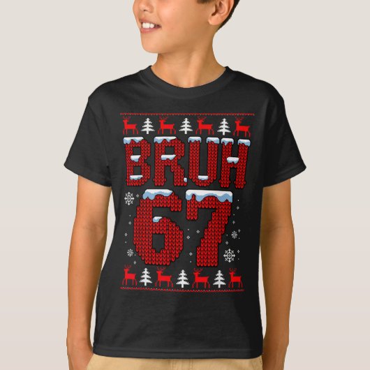 Funny 67 Six Seven Christmas Bruh Santa Kids Boys T-shirt (Voorkant)