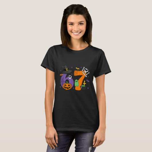 Funny 67 Six Seven Halloween Meme Gen Alpha T-shirt (Voorkant volledig)