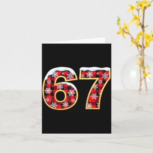 Funny 67 Six Seven Meme Brainrot Cringe Christmas Kaart (Gele Bloem)
