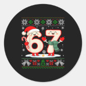 Funny 67 Six Seven Meme Brainrot Cringe Christmas Ronde Sticker (Voorkant)