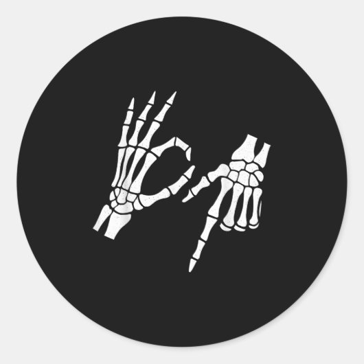 Funny 67 Six Seven Meme Halloween Skeleton Hands Ronde Sticker (Voorkant)