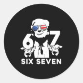 Funny 67 Six Seven Trump Meme  Ronde Sticker (Voorkant)