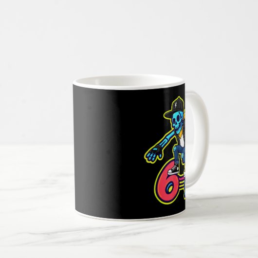 Funny 67 Skeleton Skater Meme Retro Skateboarding Koffiemok (Voorkant rechts)