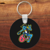 Funny 67 Skeleton Skater Meme Retro Skateboarding Sleutelhanger (Voorkant)