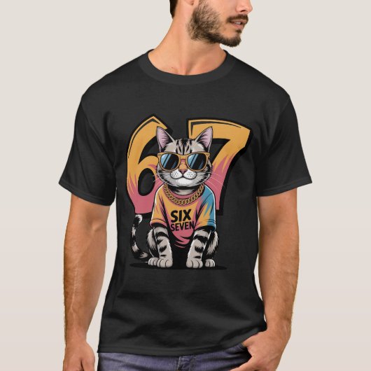 Funny 67th Birthday Cool Cat T-Shirt | Retro Hip H (Devant)