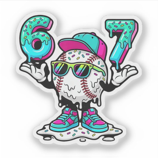 Funny 6 7 Baseball Drip Meme Vinyl Sticker (Voorkant)