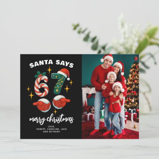Funny 6-7 Meme 67 Christmas Photo Feestdagenkaart (Staand voorkant)