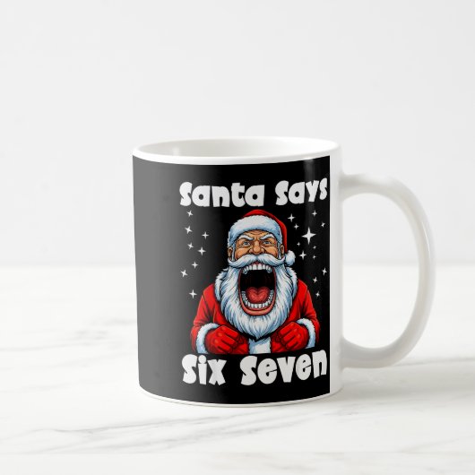 Funny 6 7 Meme Big Mouth Boy Santa Claus Says Merr Koffiemok (Rechts)