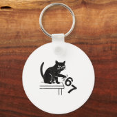 Funny 6 7 Meme Cat Knocking Off 67  Sleutelhanger (Voorkant)