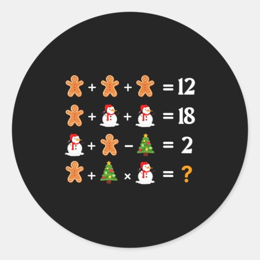 Funny 6 7 Meme Christmas Order Of Operations Math Ronde Sticker (Voorkant)