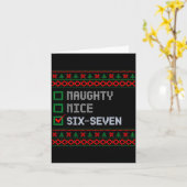 Funny 6-7 Meme Ugly Christmas Sweater Nice Naughty Kaart (Gele Bloem)