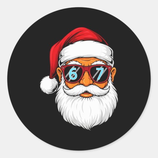 Funny 6 7 Six Seven Meme Santa Face Christmas Men Ronde Sticker (Voorkant)